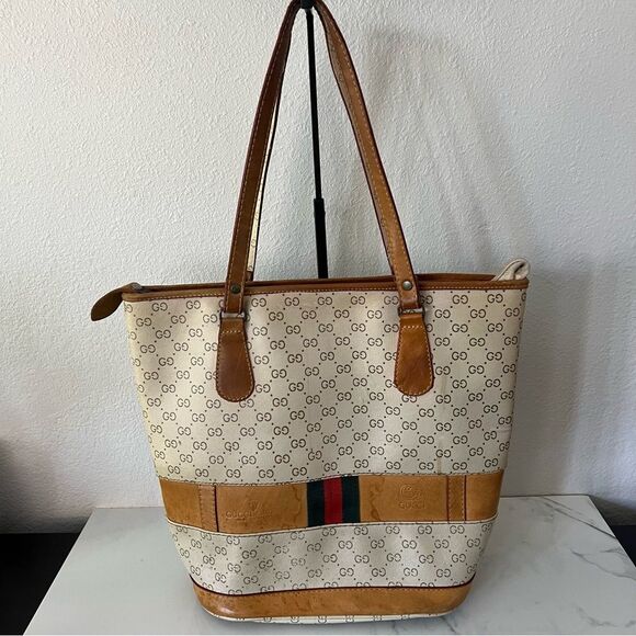 Vintage Gucci Accessory Collection GG Monogram Tote Bag Made in Italy